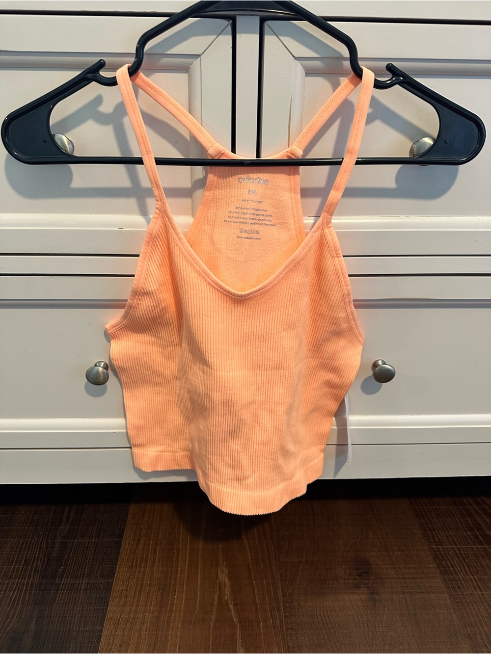 Ribbed Peach Crop Tank with Racerback